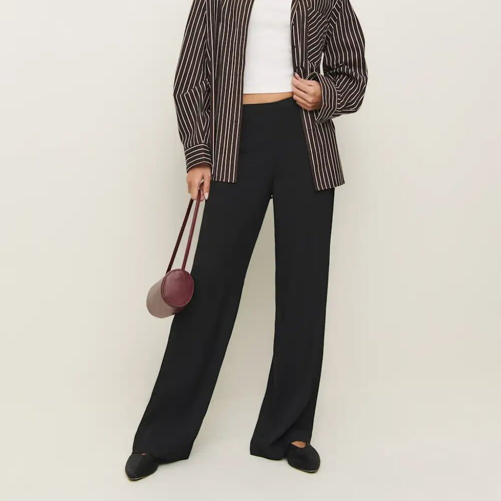 Reformation Hallie Mid Rise Pant Black - Size 6